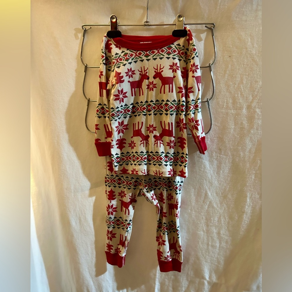 Hanna Andersson Dear Deer Long John pajama set 2T Reindeer Christmas Nordic PJs